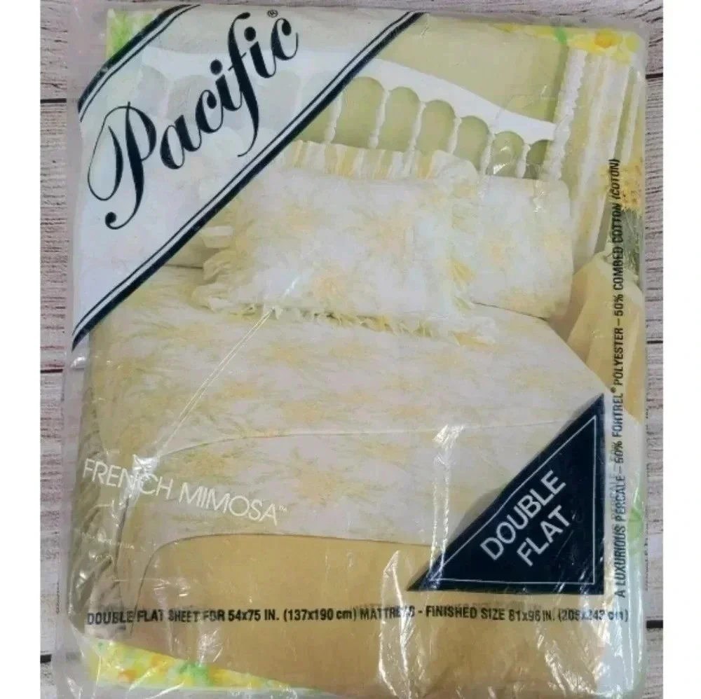 Vtg Pacific French Mimosa Double Flat Bed Sheet